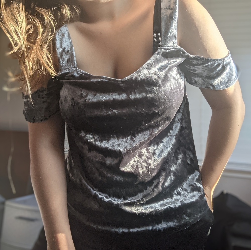 Lauren Conrad Faux Velvet Blouse